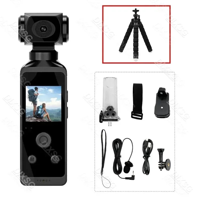 4K Ultra HD Pocket Action Camera - 270° Rotatable Vlog Wifi Mini Sports Camera with Waterproof Housing