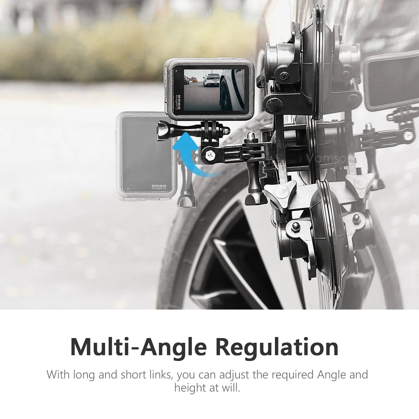 Vamson Dreieck-Saugnapf-Stativhalter – kompatibel mit Insta360, GoPro Hero, DJI Action und Smartphones
