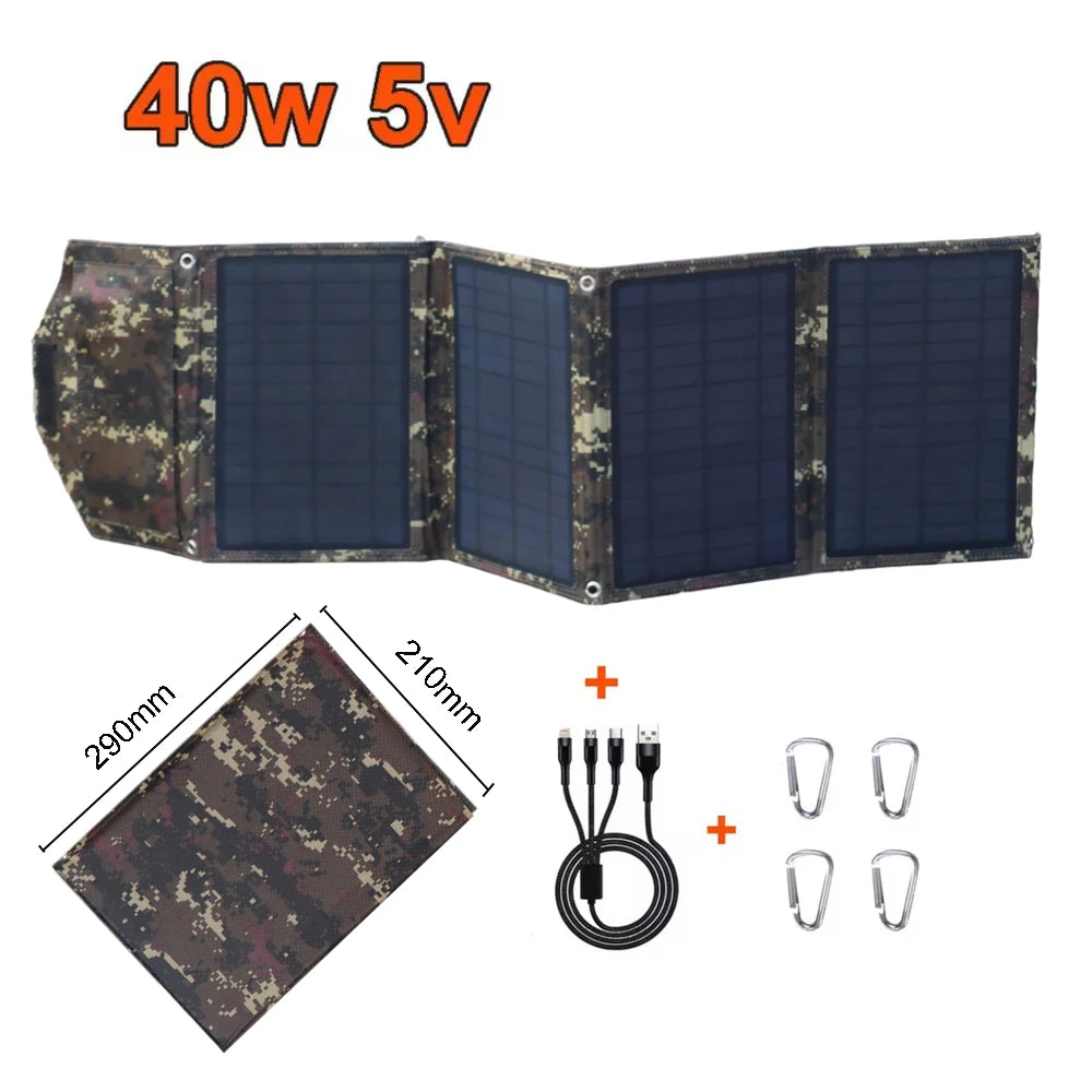 40W Opvouwbaar Zonnepaneel – Draagbare USB Solar Oplader voor Telefoon & Powerbank, Camping & Outdoor