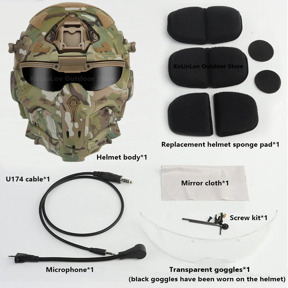 W-Ronin Assault Helmet – Tactical FAST Helmet with Built-in Communication Headset, Anti-Fog Fan and Interchangeable Lens