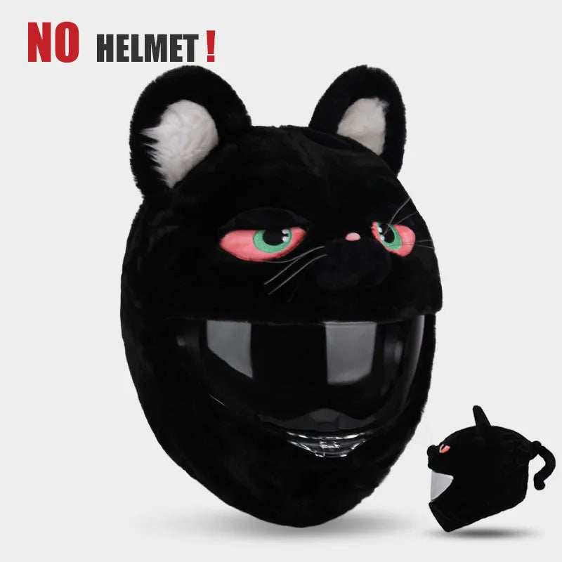 Flauschiger Helmüberzug – Weicher Helmüberzug aus Plüsch, Cartoon-Design, Motorrad- und Skischutz