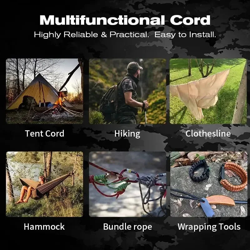 550 Paracord Touw 4mm โ 31M Tactisch 7-Strand Survivalkoord voor Outdoor, Kamperen & Noodgebruik