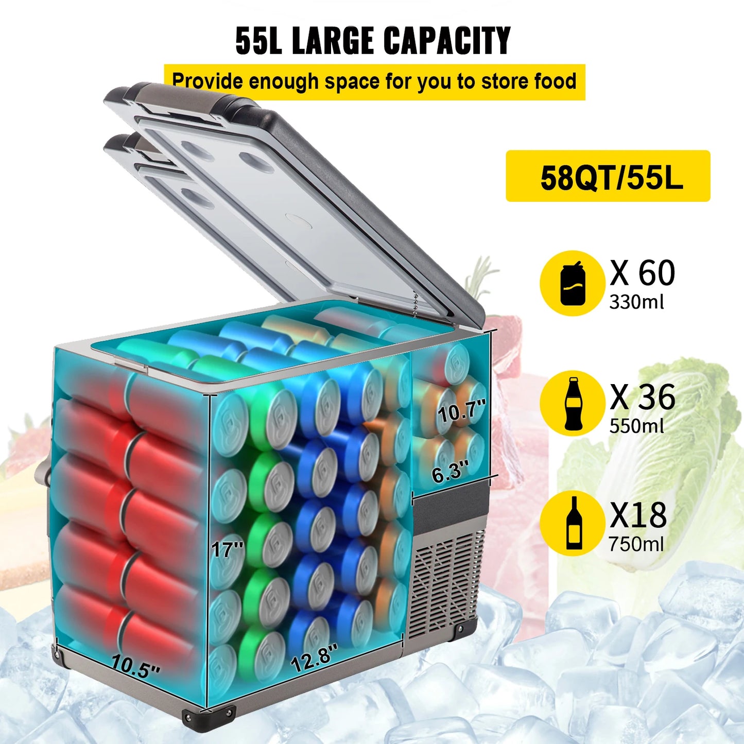 Draagbare Auto Koelbox - 20L/22L/35L/45L/55L | Mini Koelkast & Vriezer | 12/24V DC & 110-240V AC