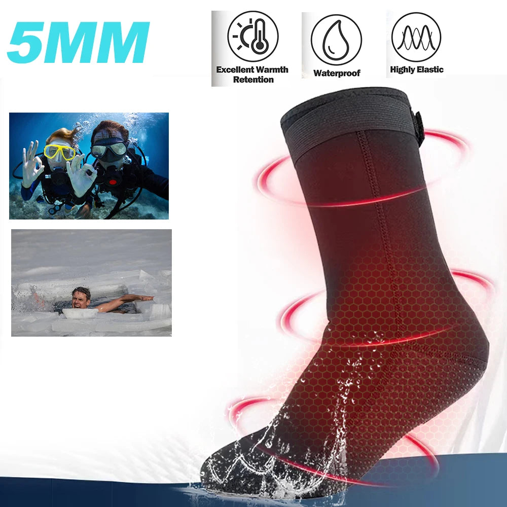5mm Duiksokken - 3mm Neopreen Wetsuit Water Sokken, Anti-Slip Surf Beach Booties voor Zwemmen, IJsbad en Warmte Bescherming