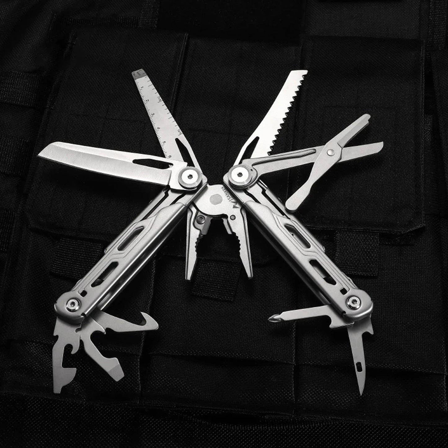 30-in-1-Camping-Multitool – faltbare Zange mit Abisolierzange, Mini-Taschenformat, inklusive Messer, Werkzeug und Nylon-Aufbewahrungstasche