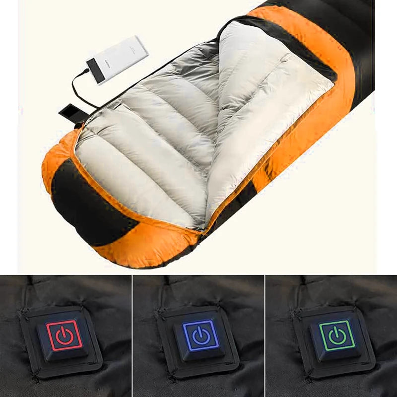 USB-beheizter Winterschlafsack – Ultraleichte Daunen-Baumwoll-Thermomatte mit drei Heizeinstellungen