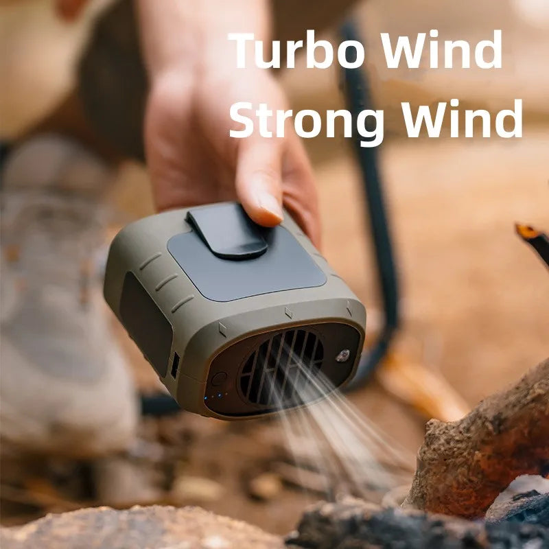 Draagbare Multifunctionele Outdoor Ventilator – USB Mini Nekventilator met 8000mAh Powerbank & LED Licht