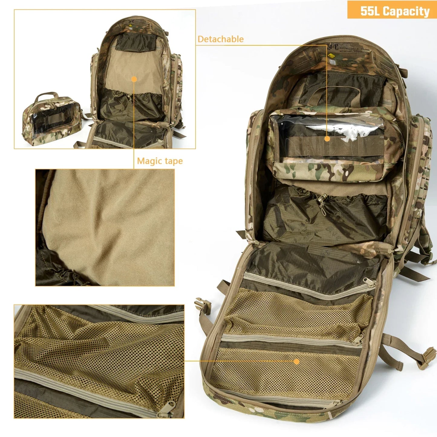 60L Militärischer taktischer Rucksack – 1000D Nylon MOLLE Outdoor-Rucksack für Wandern & Camping