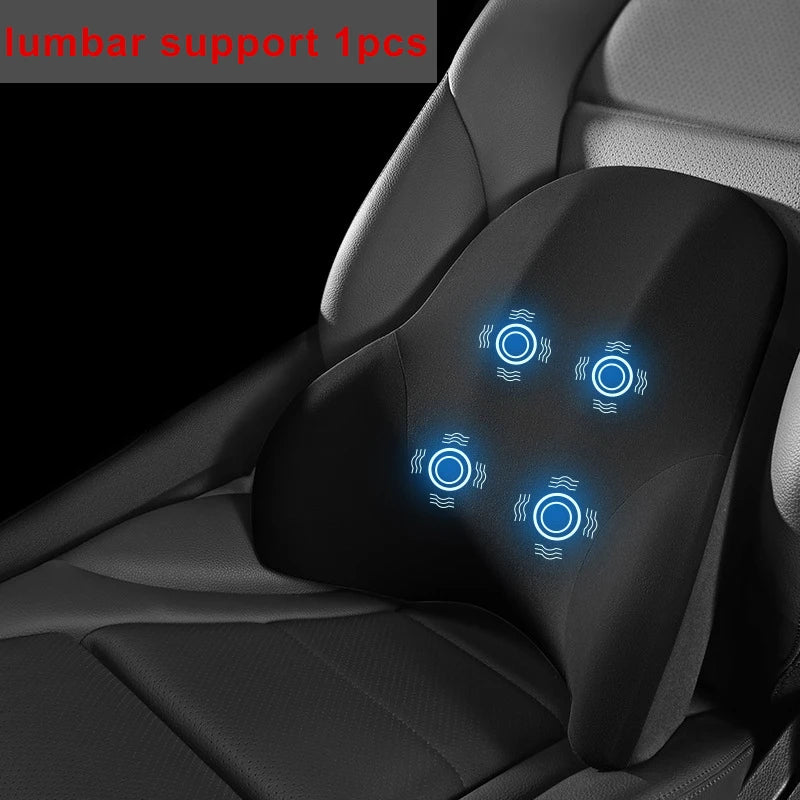 Elektrisch massagekussen auto – Vibrerende lendensteun & nekkussen – Ergonomische autostoel ondersteuning