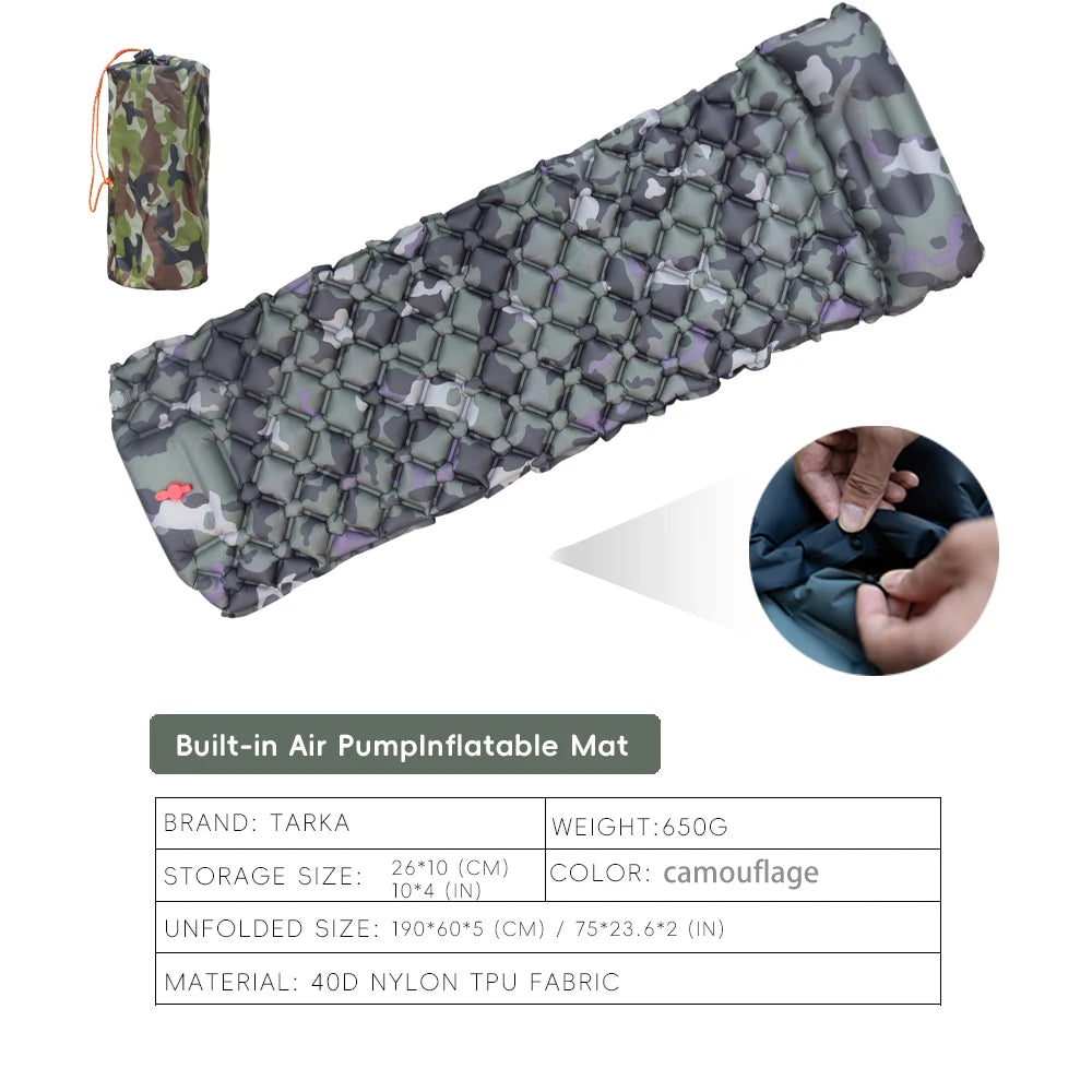 Inflatabele Campingmat met Kussen | Zelfopblazende Slaapmat voor Kamperen, Hiking en Klimmen