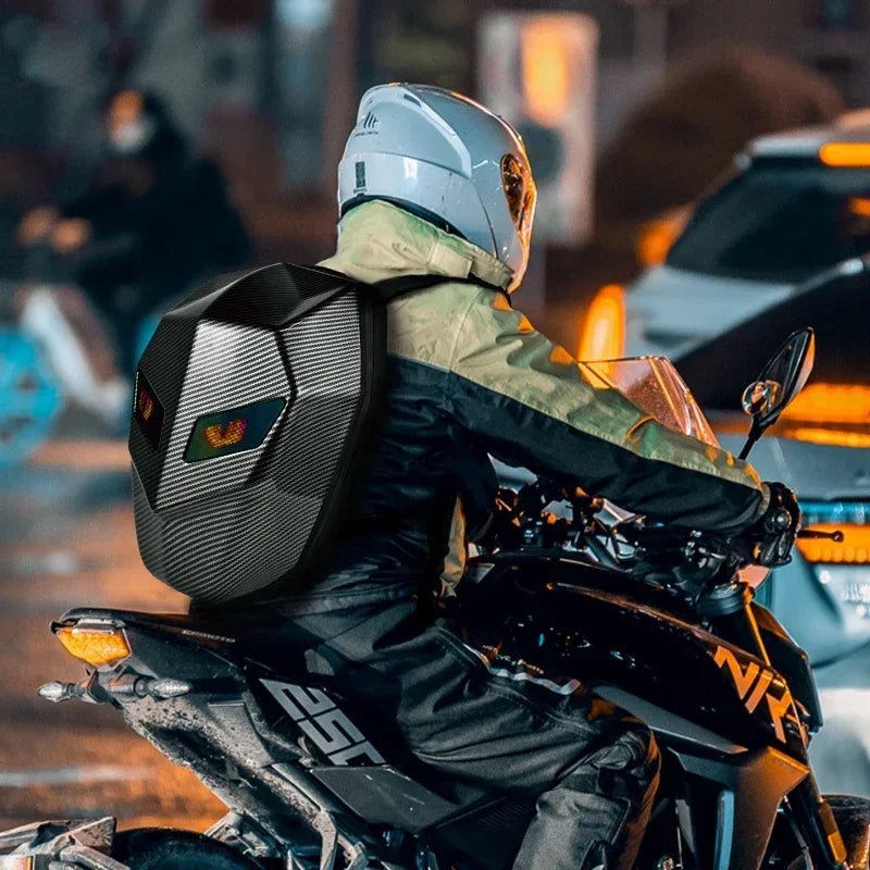 LED-Hartschalenrucksack – wasserdichter Motorrad-, Fahrrad- und Laptop-Rucksack für Reisen und geschäftliche Nutzung