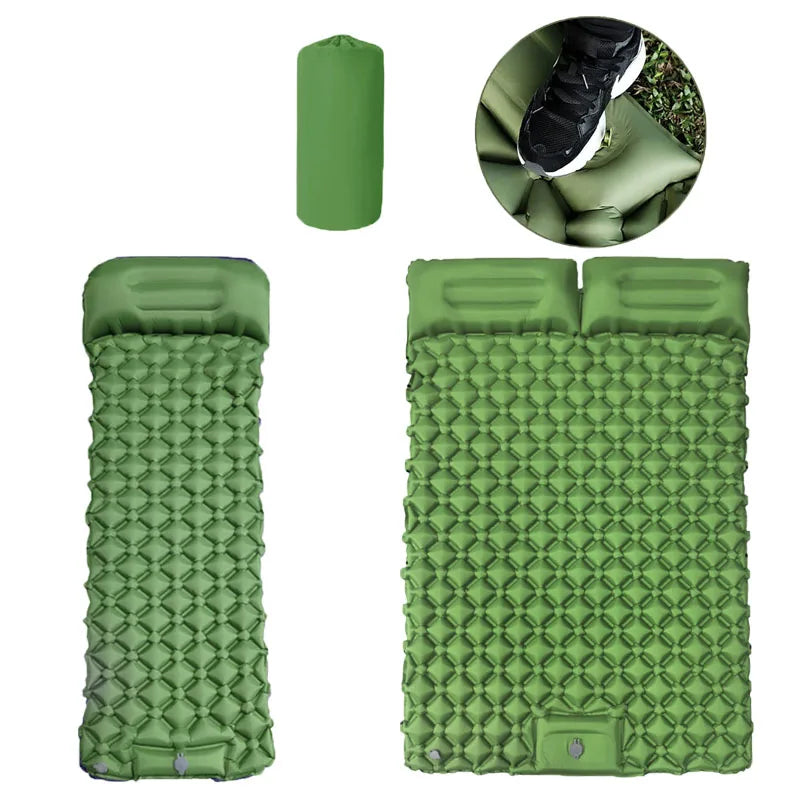 Opblaasbaar Outdoor Luchtbed – Enkel/Dubbel Slaapmatje voor Camping, Strand en Reizen