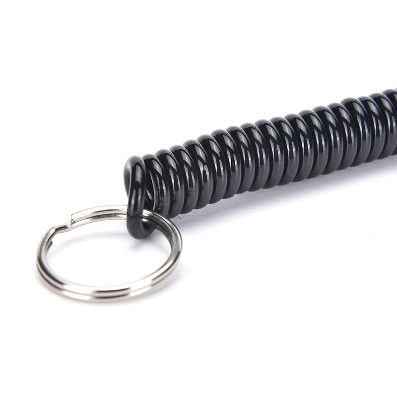 2x Tactische Intrekbare Sleutelhanger – Elastisch Spiraalkoord voor Camping, Hiking & Uitrusting Beveiliging