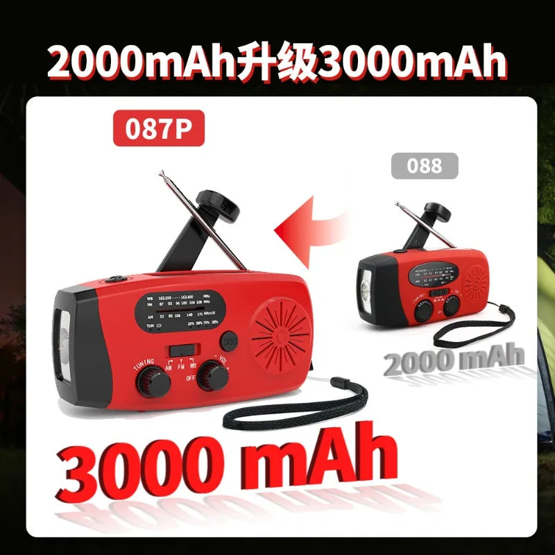 Handkurbel- und Solar-Wetterradio – 2000 mAh AM/FM/NOAA-Notfallradio mit Powerbank und Taschenlampe