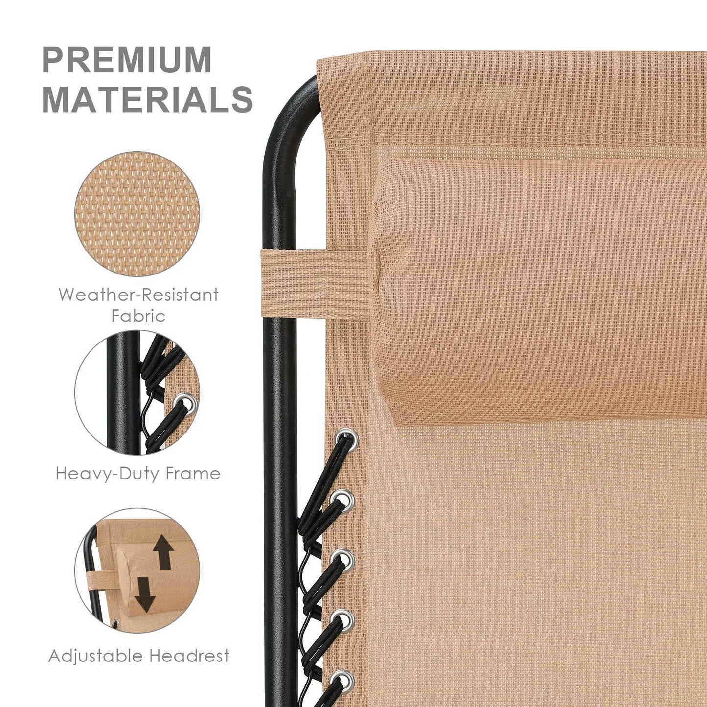 Set van 2 Luxe Ligstoelen | Zero Gravity Tuinstoelen met Tafel & Cuphouder