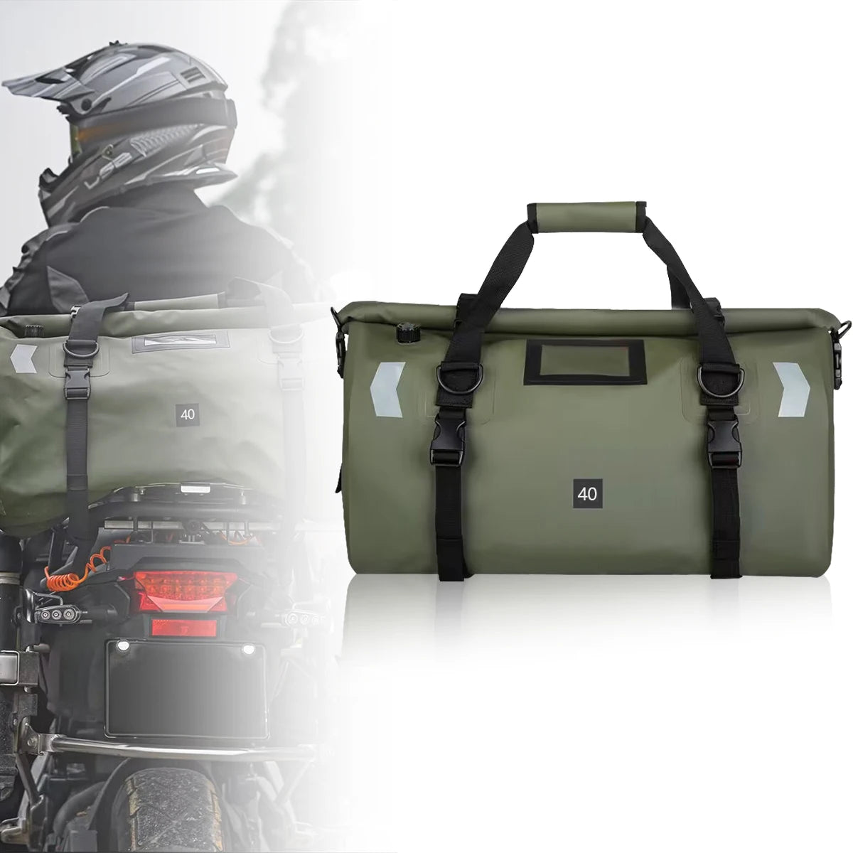 Universele Waterdichte Motor Achtertas - 40L/66L Fiets, Scooter en Camping Bagage, Multifunctionele Luggage Pack met Reflecterende Strips