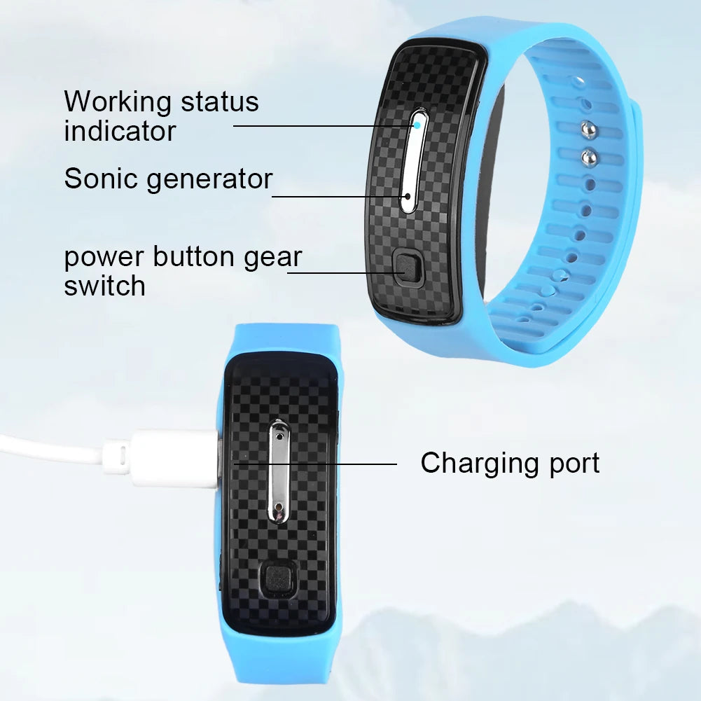 Ultrasonic Mosquito Repellent Polsband, Anti-Muggen Insectenband voor Binnen en Buiten, Veilig voor Kinderen en Volwassenen