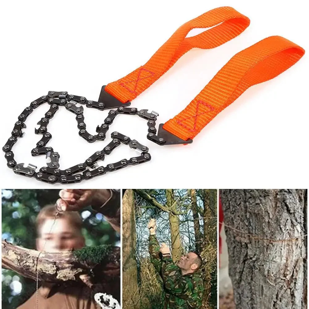 Portable Survival Chainsaw - Handheld Chainsaw for Emergency, Camping & Hiking - Compact Outdoor Tool with Storage Bag