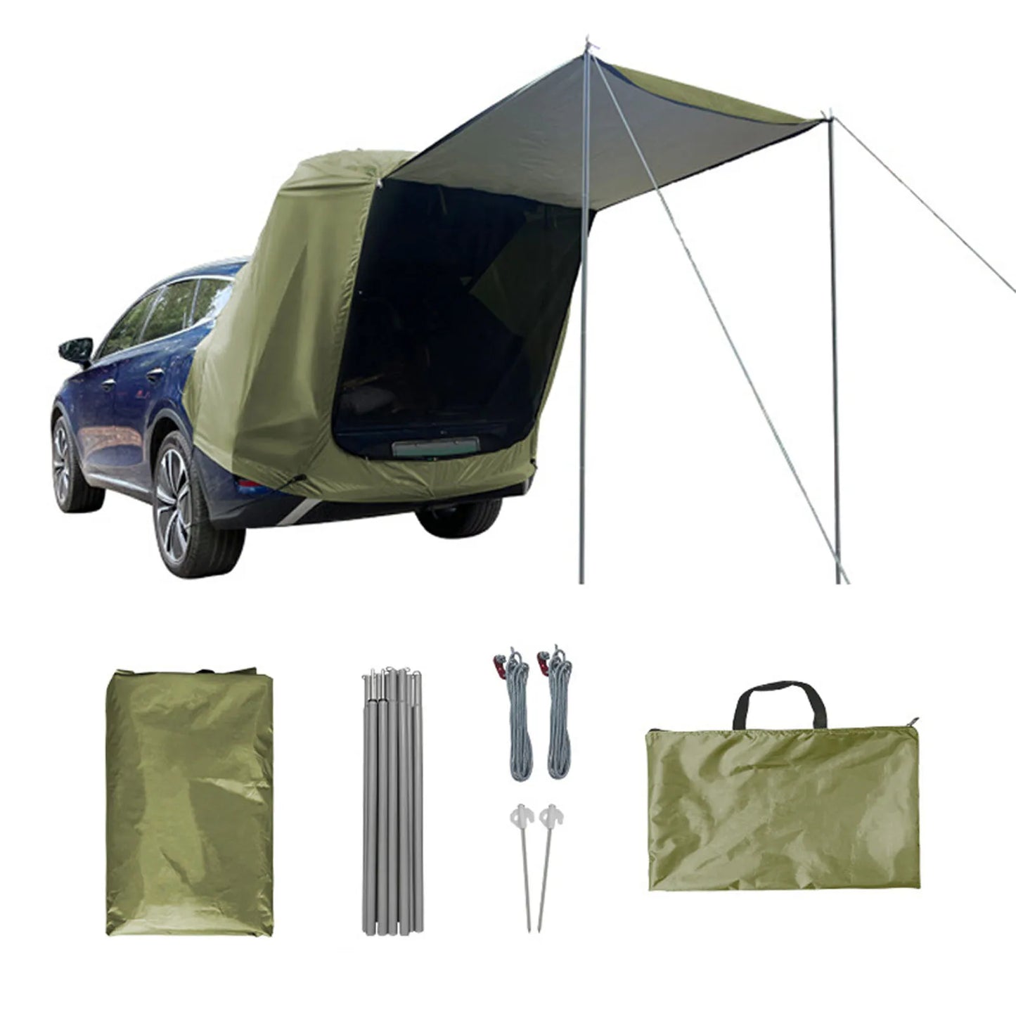 Camping Achtertent voor Auto - Waterdichte Luifel met Zonwering en Ventilatie
