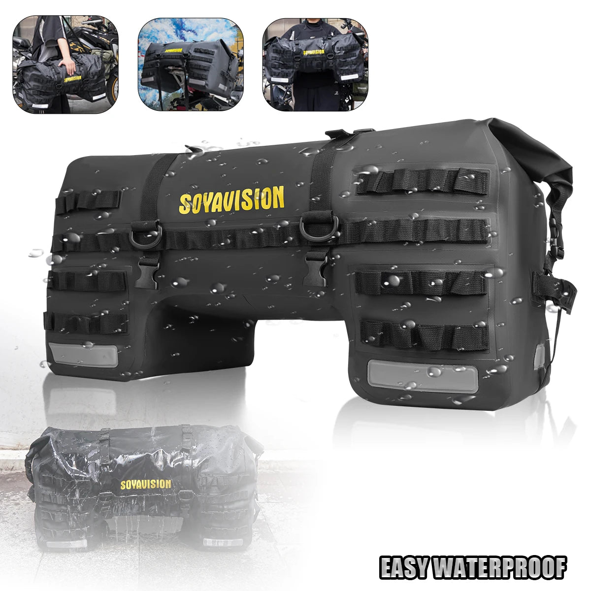 Universele Waterdichte Motor Achtertas - 40L/66L Fiets, Scooter en Camping Bagage, Multifunctionele Luggage Pack met Reflecterende Strips