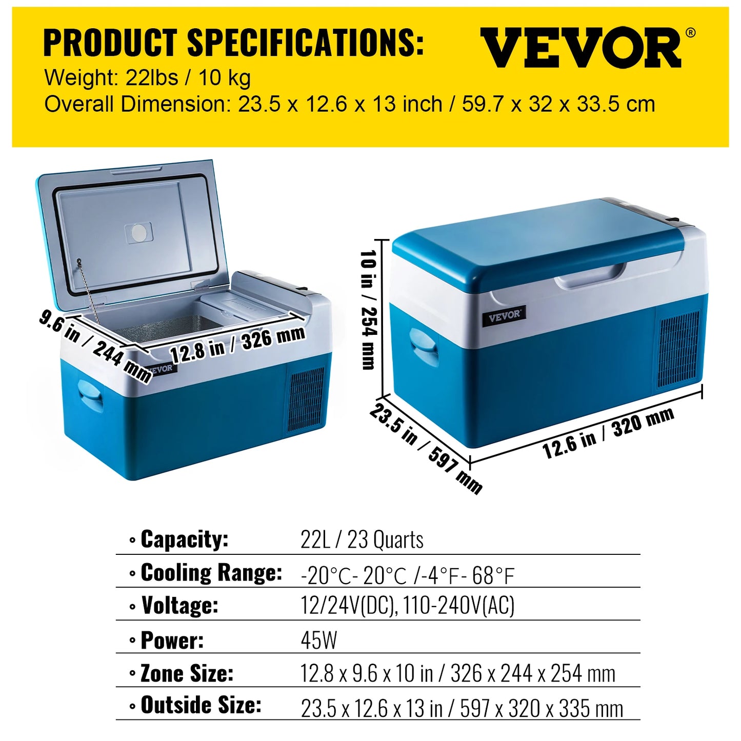 Draagbare Auto Koelbox - 20L/22L/35L/45L/55L | Mini Koelkast & Vriezer | 12/24V DC & 110-240V AC