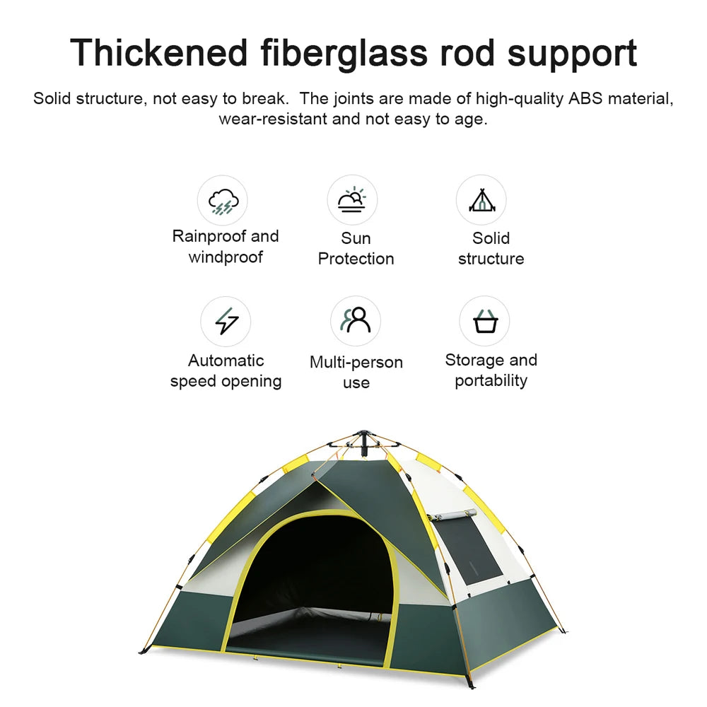 Automatisches Pop-up-Campingzelt für 3–4 Personen – wind- und regenbeständig, UV-Schutz