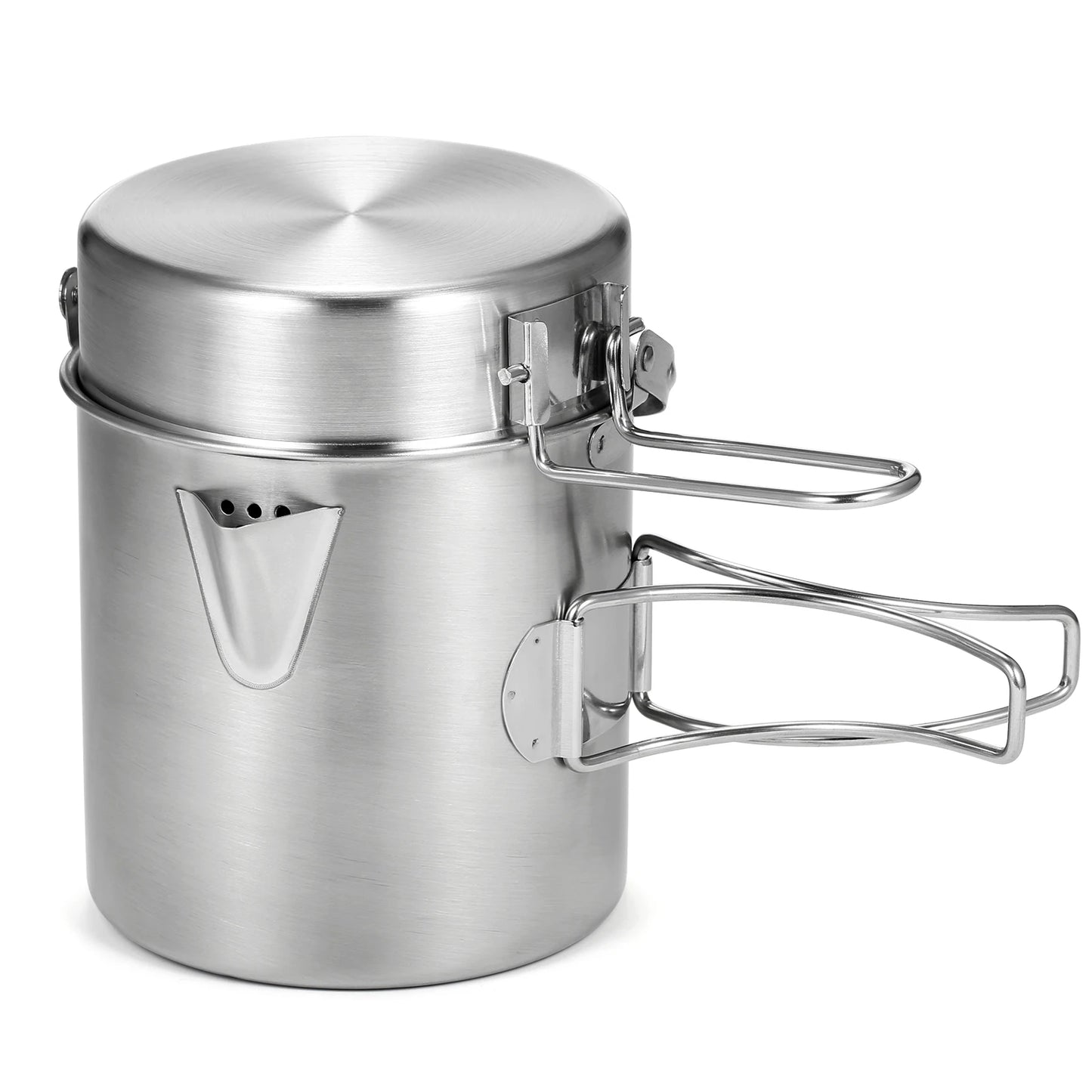 1 l Camping-Wasserkocher aus Edelstahl – tragbarer Outdoor-Topf mit klappbarem Griff für Camping und Rucksackreisen