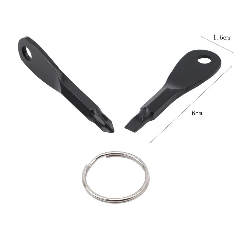 Mini Cross Screwdriver Keychain - Survival Multitool, Locking Carabiner, Outdoor EDC Camping Gadget