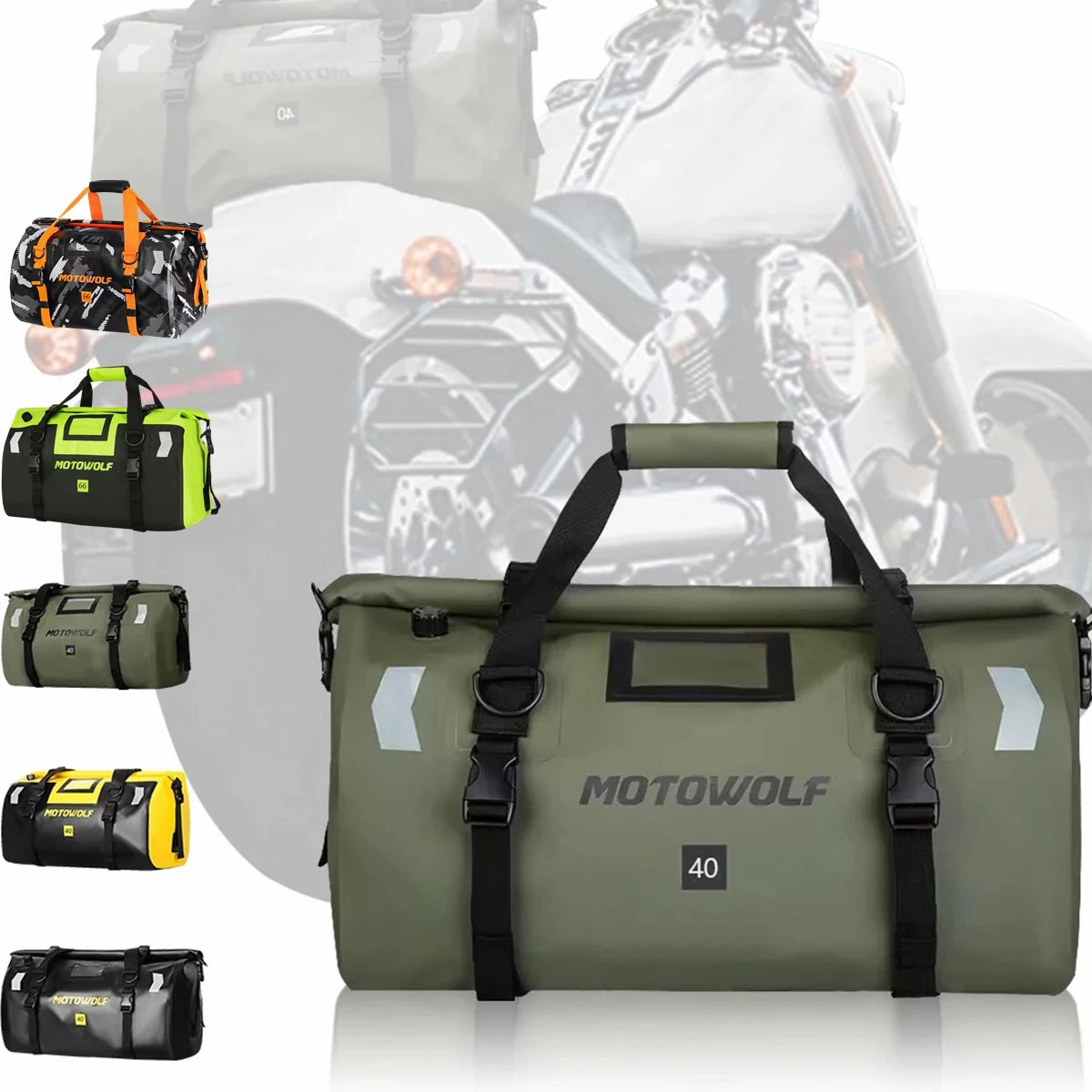 Motorcycle Dry Bag 40L/66L - Waterdichte Reflecterende Duffle Bag voor Reizen, Kamperen, Skiën, Fietsen, en Outdoor Avonturen