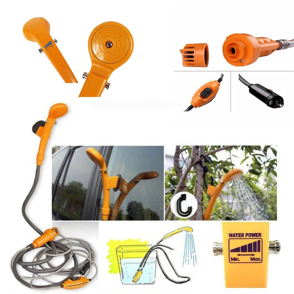 Draagbare Campingdouche 12V | Outdoor Reishanddoek met Auto Sigarettenaansteker, Voor Camping, Dierenbaden en Auto Reiniging