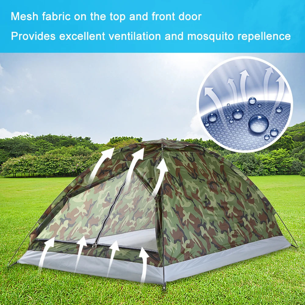 1-Persoons Camping Tent – Lichtgewicht, Snel Opzetten & Camouflage Design | Perfect voor Outdoor, Reizen & Strand