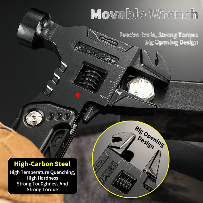 Multifunctionele Moersleutel Hamer Mes Tang | Outdoor Camping Survival Tool | RVS Multi-tool Zakmes