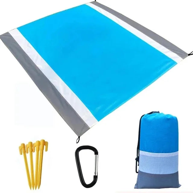 Oversized Beach Towel Mat, Sand-Free en Waterdichte Strandmat, Winddichte Picnic Deken met 4 Haringen voor Buiten en Kamperen