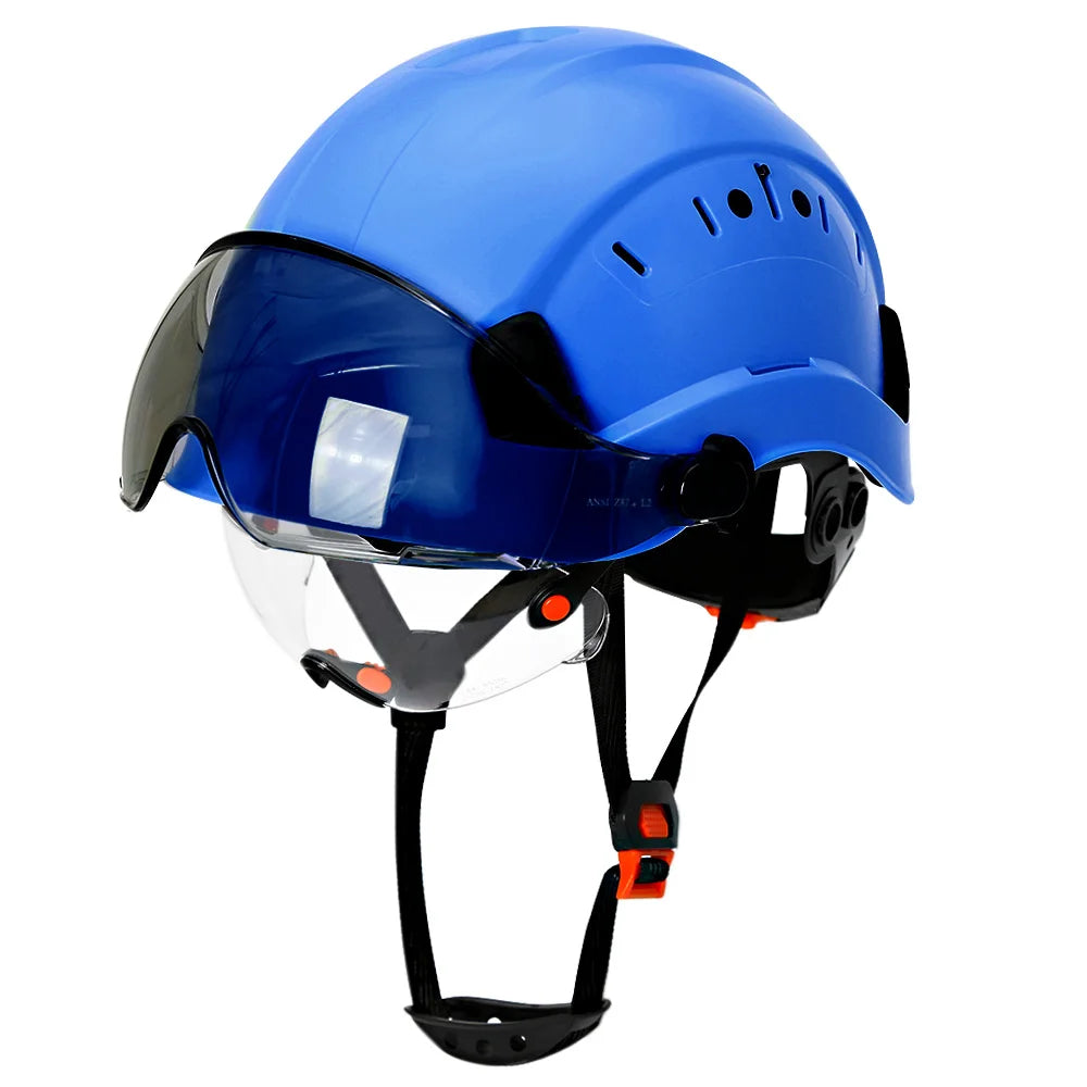 CE Veiligheidshelm met Dubbele Bril - Ademend ABS Werkhelm voor Constructie, Redding en Klimmen