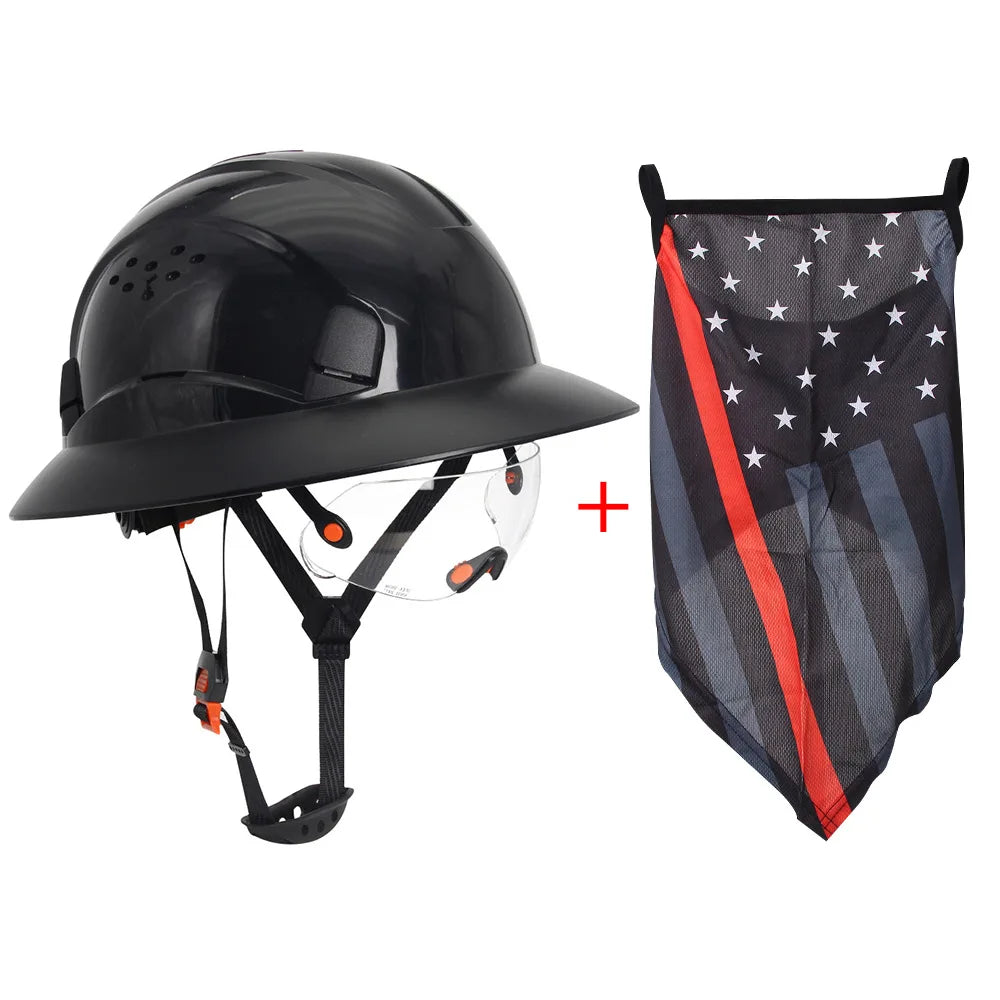 CE-Schutzhelm aus Kohlefaser – Schutzhelm mit voller Krempe, integrierter Schutzbrille und dreieckigem Gesichtsschutz