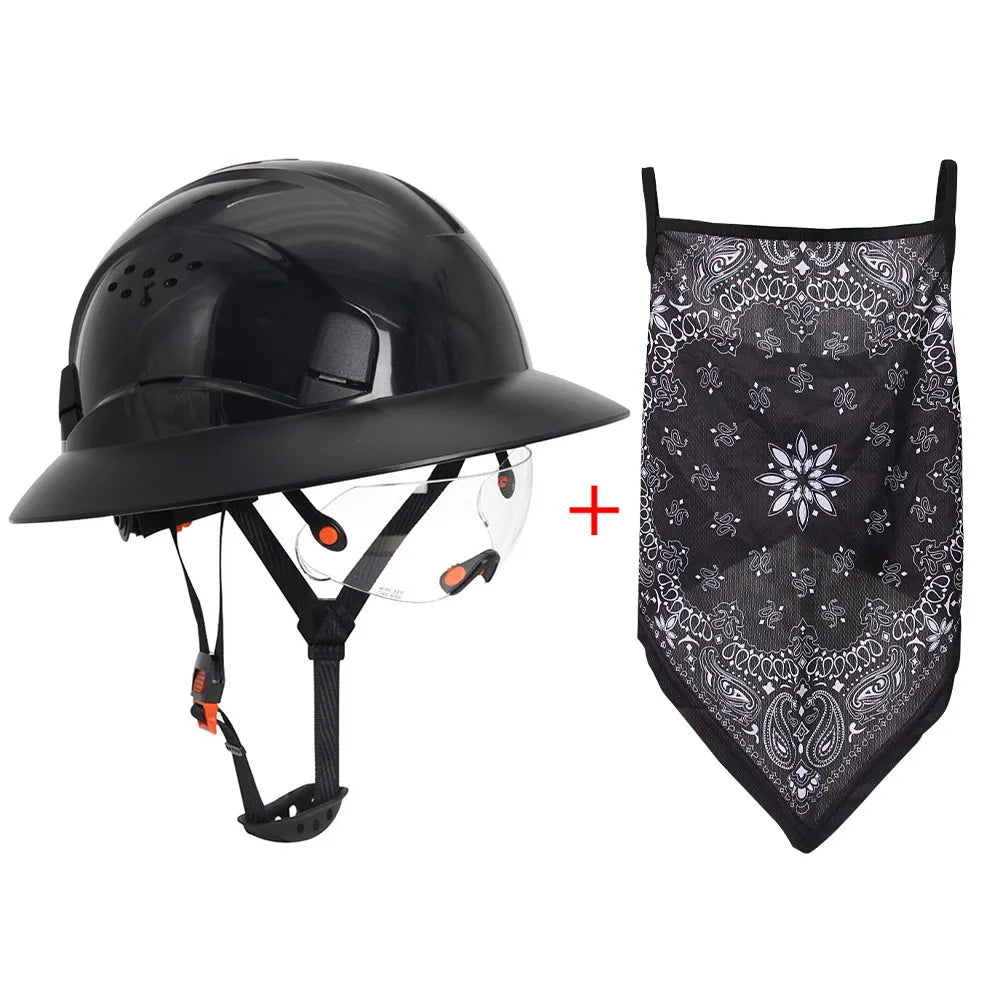 CE-Schutzhelm aus Kohlefaser – Schutzhelm mit voller Krempe, integrierter Schutzbrille und dreieckigem Gesichtsschutz