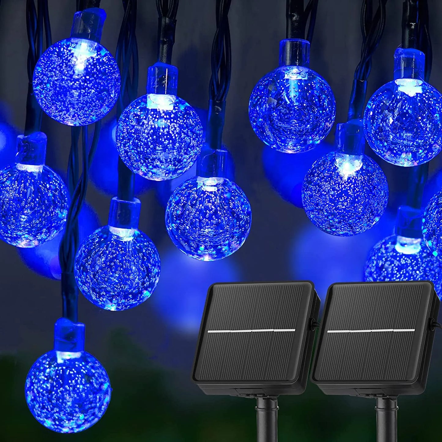 LED-Solar-Lichterkette – 60 wasserdichte LED-Kristallkugel-Lichter mit 8 Modi für Garten, Party und Baumdekoration