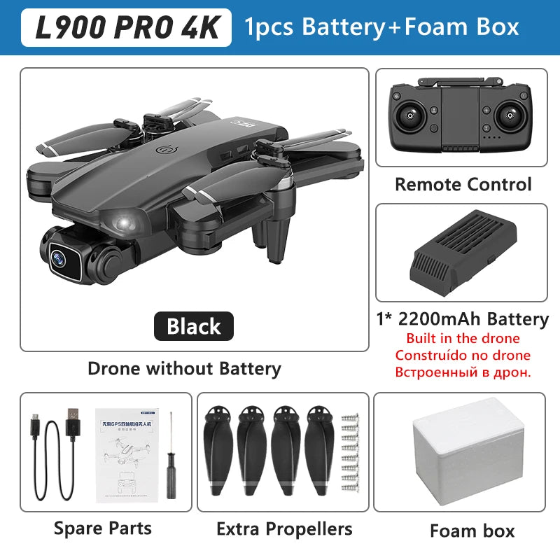 L900 PRO GPS-Drohne – 4K-Doppelkamera | 5G WLAN FPV | Faltbarer Quadrocopter mit bürstenlosem Motor