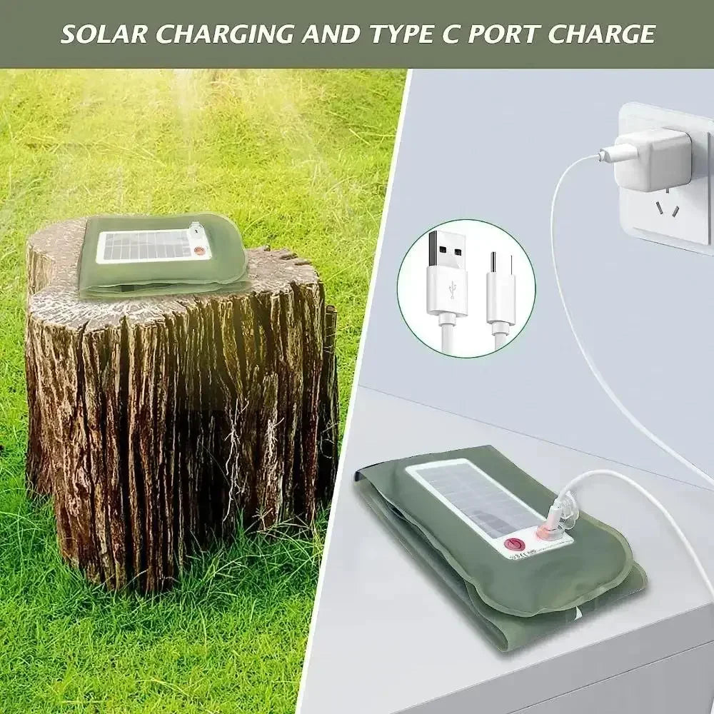 Waterdichte Opblaasbare Tentlamp | Solar & USB Oplaadbaar | Magnetische Campinglamp