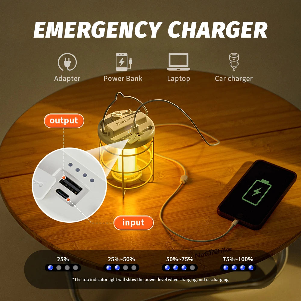 Draagbare Campinglamp | Outdoor Tent Lamp met IPX4 Waterdicht, 2000mAh Oplaadbare Batterij en Instelbare Lumen