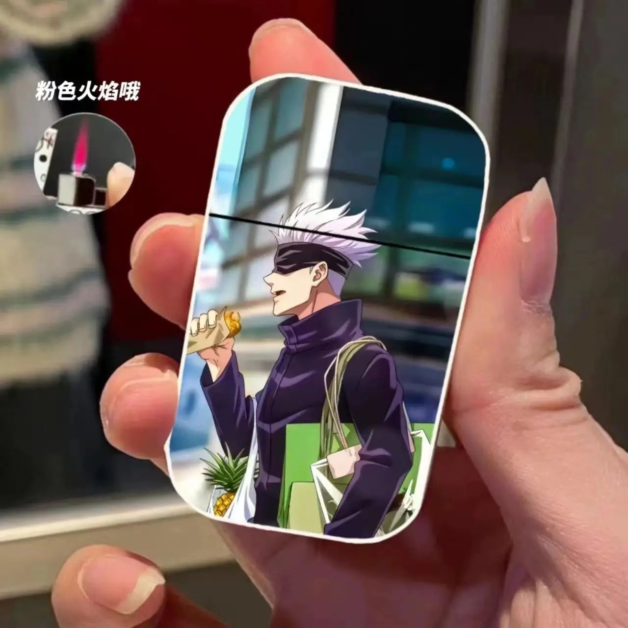 Naruto Anime Lichter – Creatieve Metalen Windproof Elektronische Aansteker met Roze Vlam, Perfect Cadeau voor Jongens en Fans