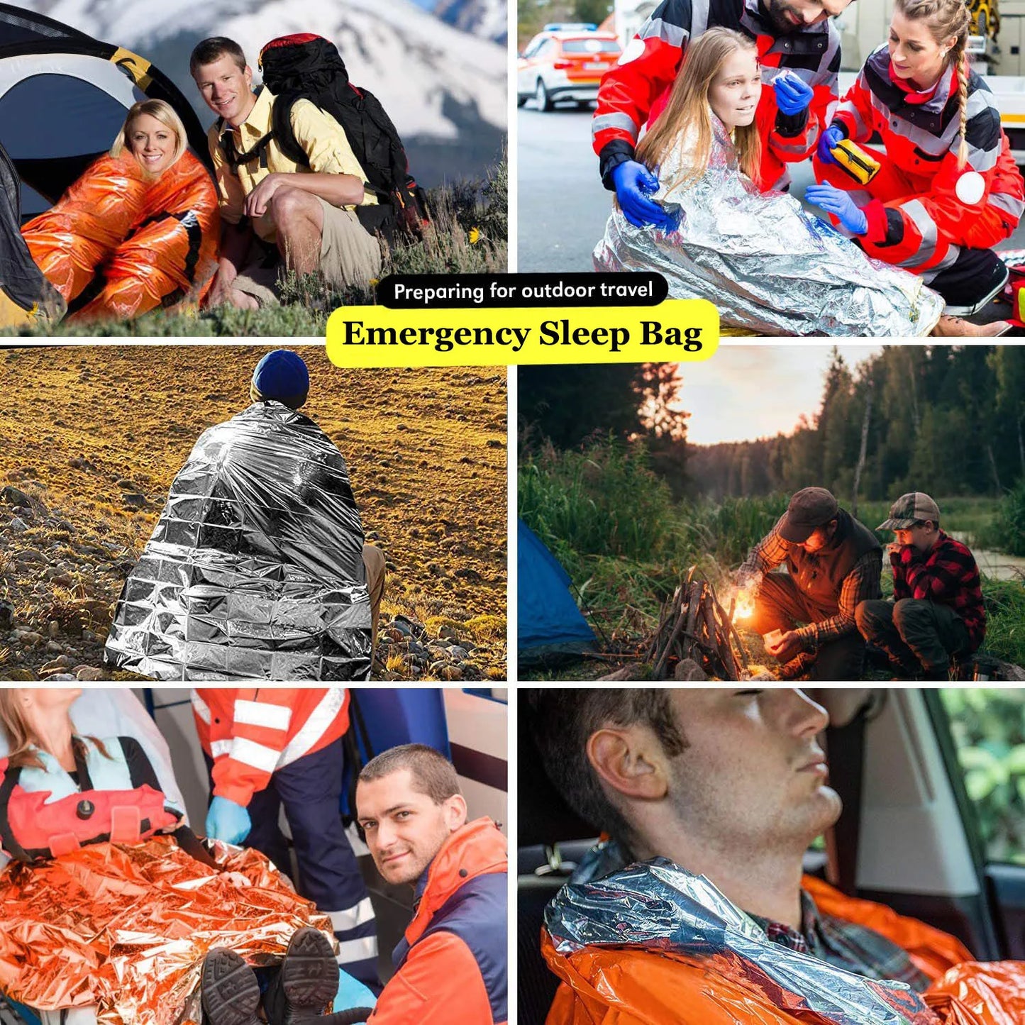Draagbare Waterdichte Nood Slaapzak – Thermisch Zakje voor Survival, Eerste Hulp en Camping – Mylar Deken voor Noodsituaties