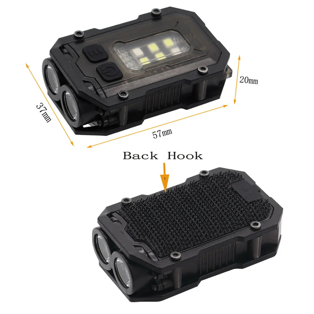 Taktische Taschenlampe EDC – wiederaufladbare Mini-USB-Sicherheitslampe mit Haken- und Schlaufenplatte für Rucksack, Helm oder Weste