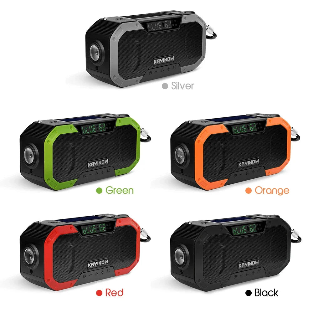 Notfallradio mit Solarpanel und Handkurbel – 5000 mAh Powerbank, Taschenlampe, wasserdicht, Survival-Radio für Camping