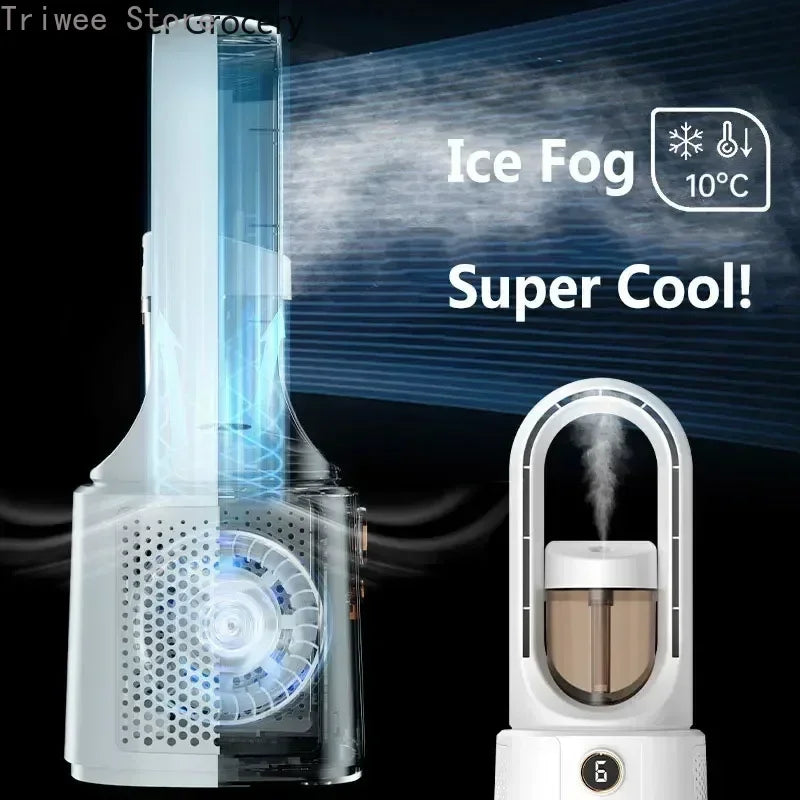 Bladeloze USB Ventilator – Draagbare & Stilte Bevochtigende Ventilator met Nachtlamp