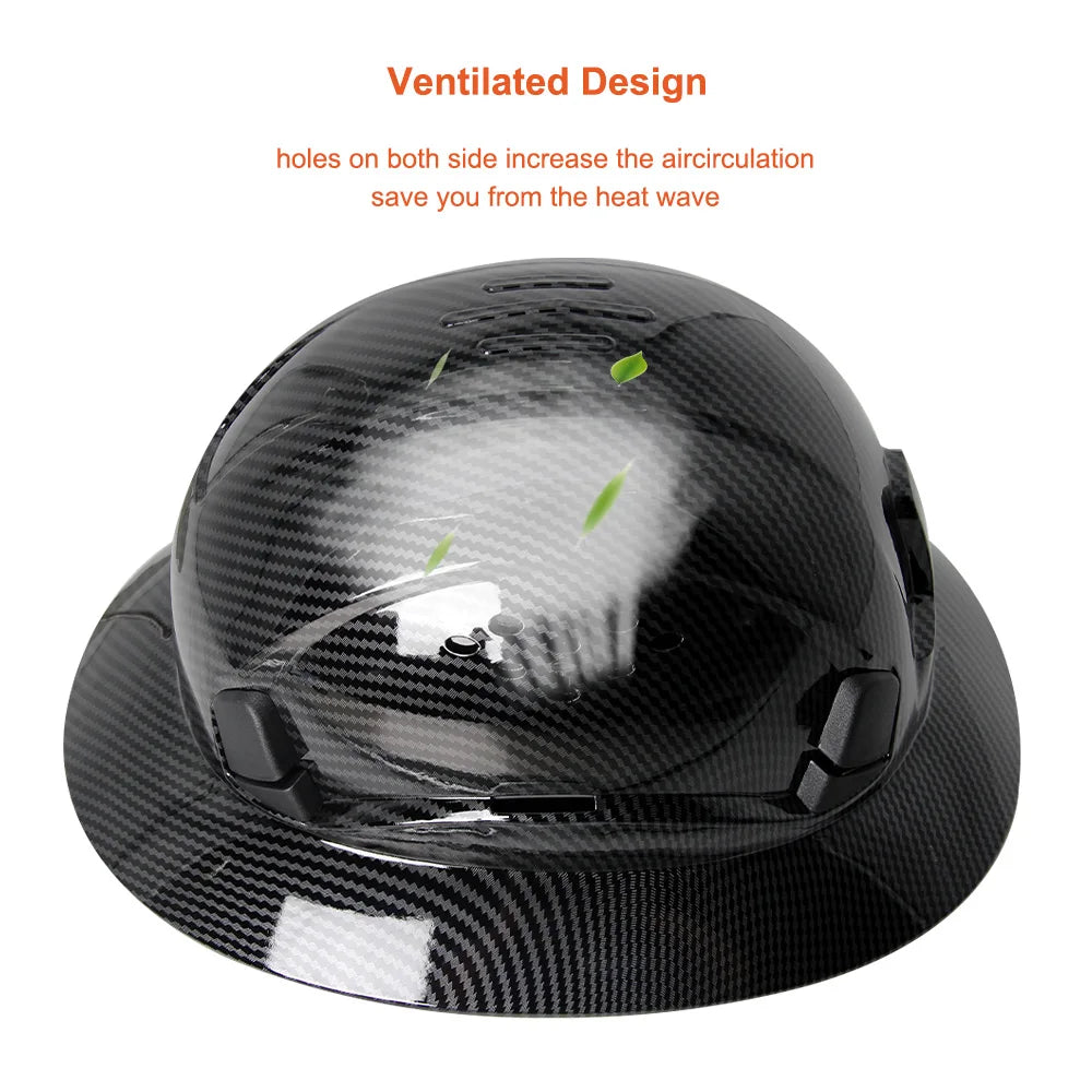 CE-Schutzhelm aus Kohlefaser – Schutzhelm mit voller Krempe, integrierter Schutzbrille und dreieckigem Gesichtsschutz
