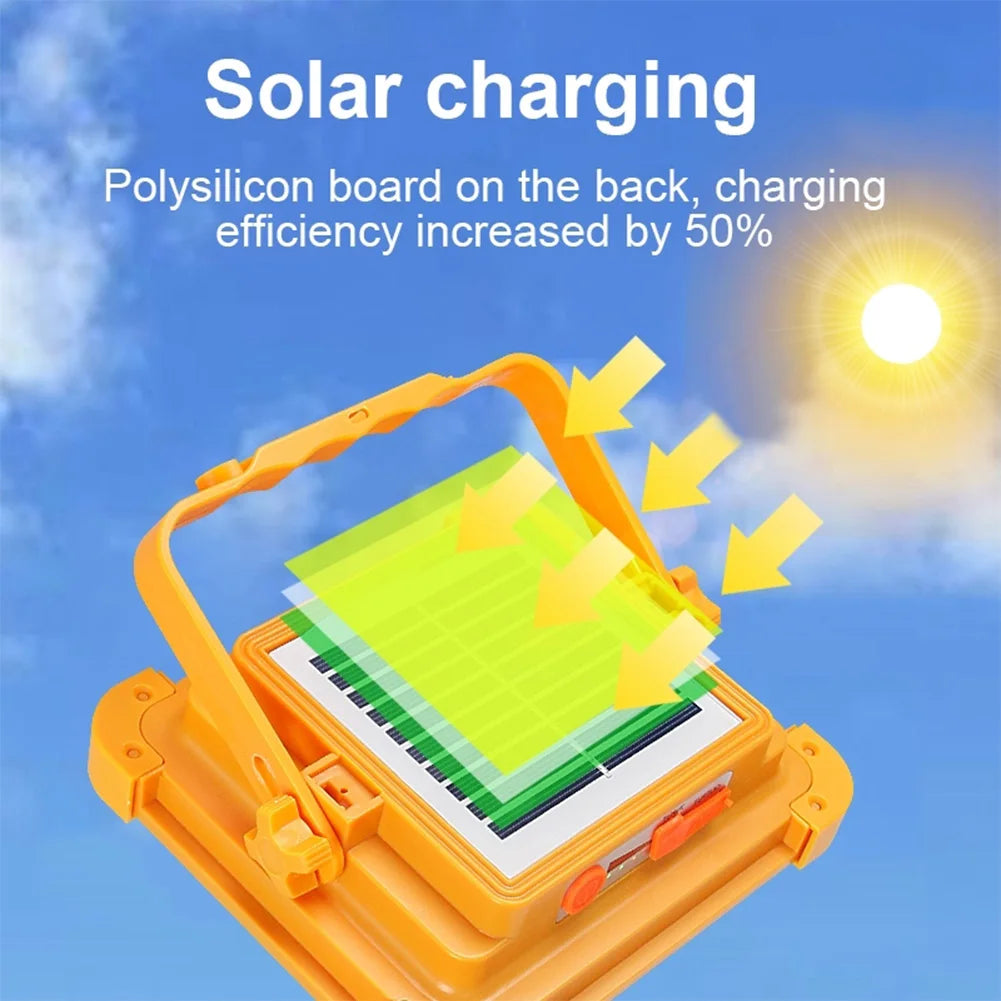 400W LED Solar Floodlight – IP66 Waterdicht, Oplaadbare Campinglamp met USB & Standaard