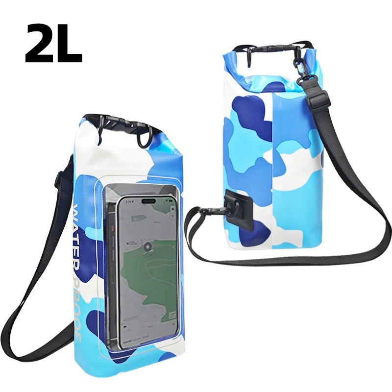 2L Droogzak met Touchscreen – Waterdichte Tas voor Trekking, Raften, Surfen & Kajak – Outdoor Sporttassen Campinguitrusting