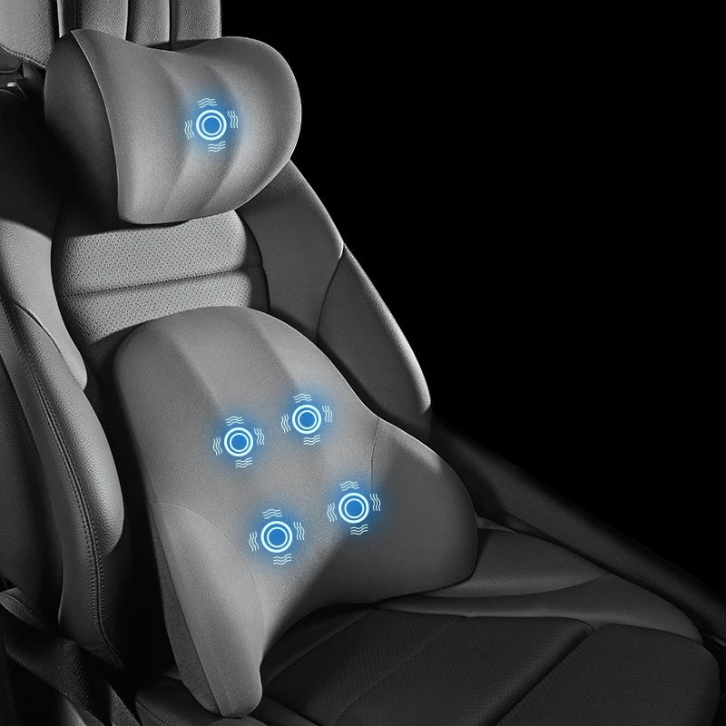 Elektrisch massagekussen auto – Vibrerende lendensteun & nekkussen – Ergonomische autostoel ondersteuning