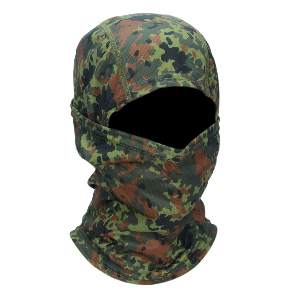 Camouflage Balaclava Hoed voor Fietsers & Jagers – Volledige Gezichtsmasker voor Buiten, Skiën, Motorhelm Binnenmuts